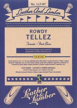 2019 Panini Leather & Lumber - Leather and Lumber Triple Relics-Jerseys #LLT-RT Rowdy Tellez Back