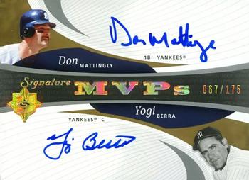 2005 UD Ultimate Signature Edition - MVPs Dual Autograph #MVP-BM Don Mattingly / Yogi Berra Front