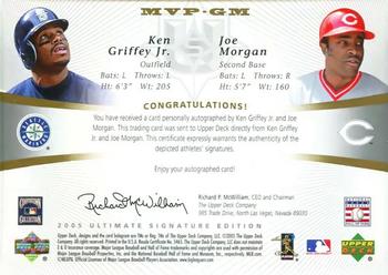 2005 UD Ultimate Signature Edition - MVPs Dual Autograph #MVP-GM Ken Griffey Jr. / Joe Morgan Back
