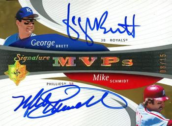 2005 UD Ultimate Signature Edition - MVPs Dual Autograph #MVP-SB George Brett / Mike Schmidt Front