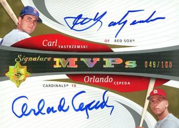 2005 UD Ultimate Signature Edition - MVPs Dual Autograph #MVP-YC Carl Yastrzemski / Orlando Cepeda Front