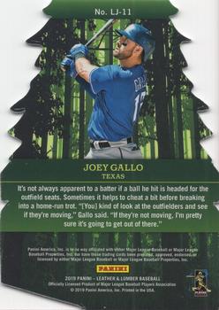 2019 Panini Leather & Lumber - Lumberjacks Gold #LJ-11 Joey Gallo Back