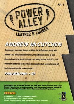 2019 Panini Leather & Lumber - Power Alley #PA-1 Andrew McCutchen Back