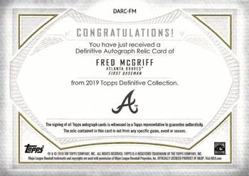 2019 Topps Definitive Collection - Definitive Autograph Relic #DARC-FM Fred McGriff Back