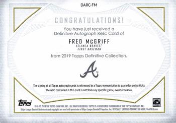 2019 Topps Definitive Collection - Definitive Autograph Relic Green #DARC-FM Fred McGriff Back