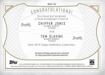 2019 Topps Definitive Collection - Dual Autograph Collection Green #DAC-JG Chipper Jones / Tom Glavine Back