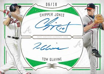 2019 Topps Definitive Collection - Dual Autograph Collection Green #DAC-JG Chipper Jones / Tom Glavine Front