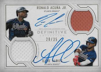 2019 Topps Definitive Collection - Dual Autograph Relic Collection #DAC-AA Ozzie Albies / Ronald Acuña Jr. Front