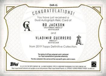 2019 Topps Definitive Collection - Dual Autograph Relic Collection #DAR-JG Bo Jackson / Vladimir Guerrero Back