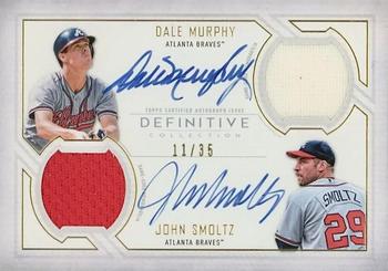 2019 Topps Definitive Collection - Dual Autograph Relic Collection #DAR-MS Dale Murphy / John Smoltz Front