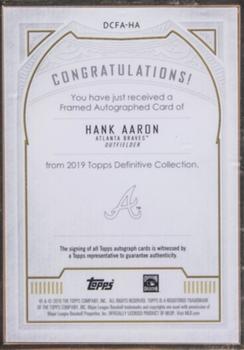 2019 Topps Definitive Collection - Framed Autograph Collection #DCFA-HA Hank Aaron Back