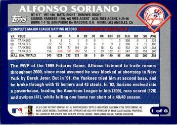 2003 Topps All-Star Futures #1 Alfonso Soriano Back