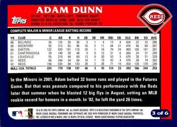 2003 Topps All-Star Futures #3 Adam Dunn Back