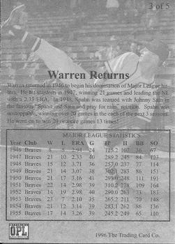1996 Front Row All-Time Greats Warren Spahn #3 Warren Spahn Back