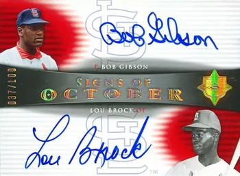 2005 UD Ultimate Signature Edition - Signs of October Dual Autograph #OCT-GB Bob Gibson / Lou Brock Front