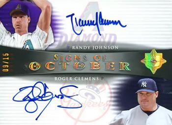 2005 UD Ultimate Signature Edition - Signs of October Dual Autograph #OCT-JC Randy Johnson / Roger Clemens Front