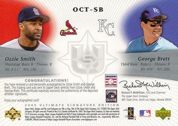 2005 UD Ultimate Signature Edition - Signs of October Dual Autograph #OCT-SB Ozzie Smith / George Brett Back