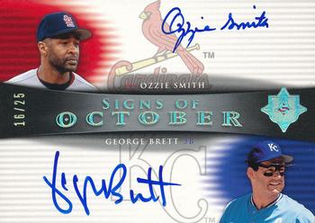 2005 UD Ultimate Signature Edition - Signs of October Dual Autograph #OCT-SB Ozzie Smith / George Brett Front