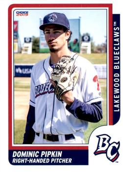 2019 Choice Lakewood BlueClaws #22 Dominic Pipkin Front