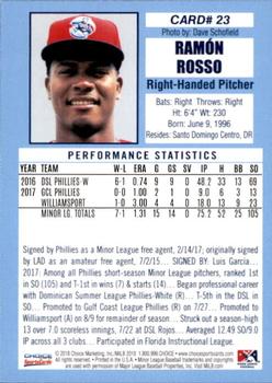 2018 Choice Lakewood BlueClaws #23 Ramon Rosso Back