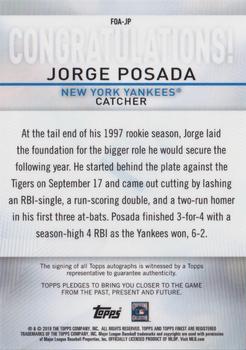 2019 Finest - Finest Origins Autographs Gold #FOA-JP Jorge Posada Back