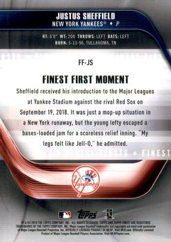 2019 Finest - Finest Firsts #FF-JS Justus Sheffield Back