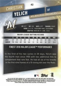 2019 Finest - Blue Refractor #42 Christian Yelich Back