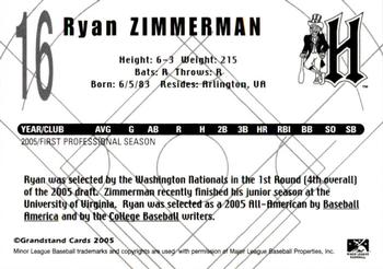 2005 Grandstand Harrisburg Senators Update #NNO Ryan Zimmerman Back