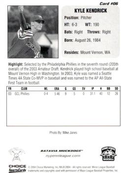 2004 Choice New York-Penn League Top Prospects #6 Kyle Kendrick Back