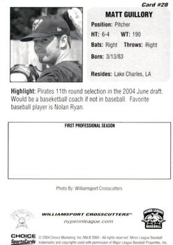 2004 Choice New York-Penn League Top Prospects #28 Matt Guillory Back