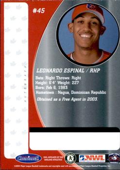 2004 Vancouver Canadians #NNO Leonardo Espinal Back