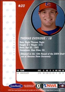 2004 Vancouver Canadians #NNO Thomas Everidge Back