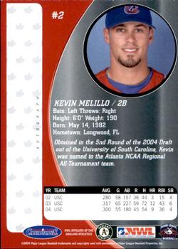 2004 Vancouver Canadians #NNO Kevin Melillo Back