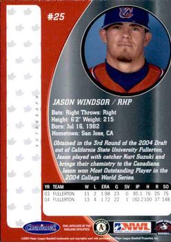 2004 Vancouver Canadians #NNO Jason Windsor Back