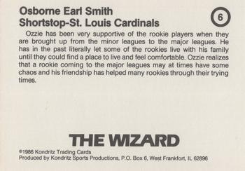 1986 Kondritz Ozzie Smith (unlicensed) #6 Ozzie Smith Back