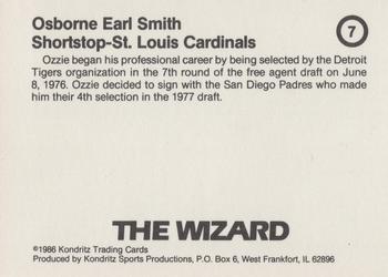 1986 Kondritz Ozzie Smith (unlicensed) #7 Ozzie Smith Back