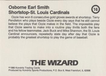 1986 Kondritz Ozzie Smith (unlicensed) #16 Ozzie Smith Back