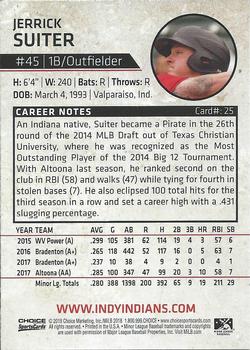 2018 Choice Indianapolis Indians #25 Jerrick Suiter Back