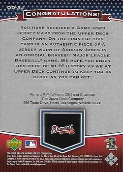 2005 Upper Deck - MLB Game-Worn Jersey Collection #OD-AJ Andruw Jones Back