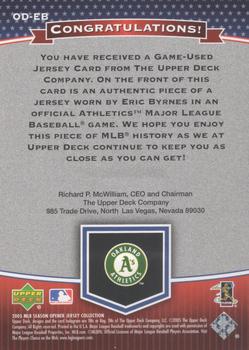 2005 Upper Deck - MLB Game-Worn Jersey Collection #OD-EB Eric Byrnes Back