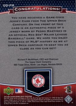 2005 Upper Deck - MLB Game-Worn Jersey Collection #OD-PM Pedro Martinez Back