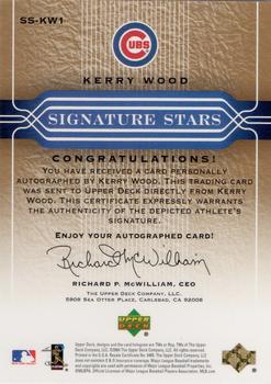 2005 Upper Deck - Signature Stars Retail #SS-KW1 Kerry Wood Back