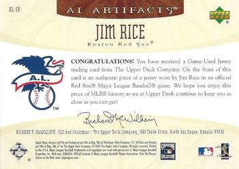 2005 Upper Deck Artifacts - AL/NL Artifacts #AL-JR Jim Rice Back