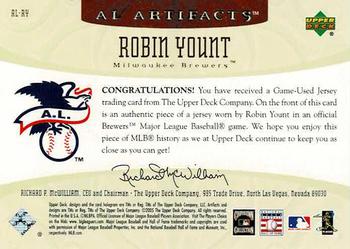 2005 Upper Deck Artifacts - AL/NL Artifacts #AL-RY Robin Yount Back