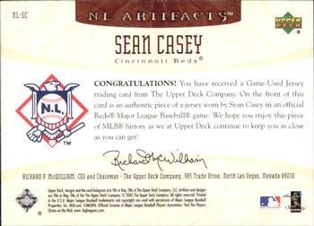 2005 Upper Deck Artifacts - AL/NL Artifacts #NL-SC Sean Casey Back