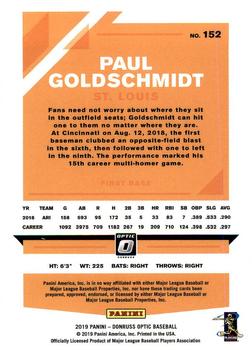 2019 Donruss Optic #152 Paul Goldschmidt Back
