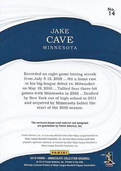 2019 Panini Immaculate Collection #14 Jake Cave Back