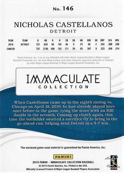 2019 Panini Immaculate Collection #146 Nicholas Castellanos Back