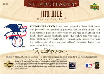 2005 Upper Deck Artifacts - AL/NL Artifacts Signatures #AL-JRA Jim Rice Back