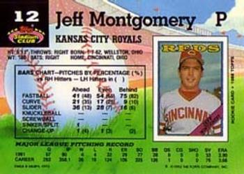 1992 Stadium Club #12 Jeff Montgomery Back